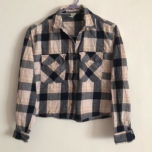 (3 for $15) Plaid Long Sleeve Crop Top